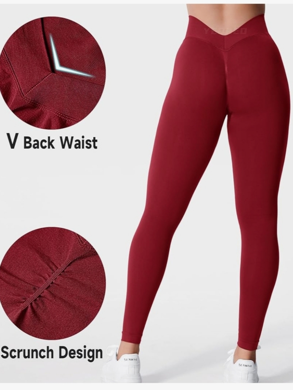 YEOREO Liz Scrunch Leggings Women High Waisted Butt Lifting V Back - Picture 9 of 9